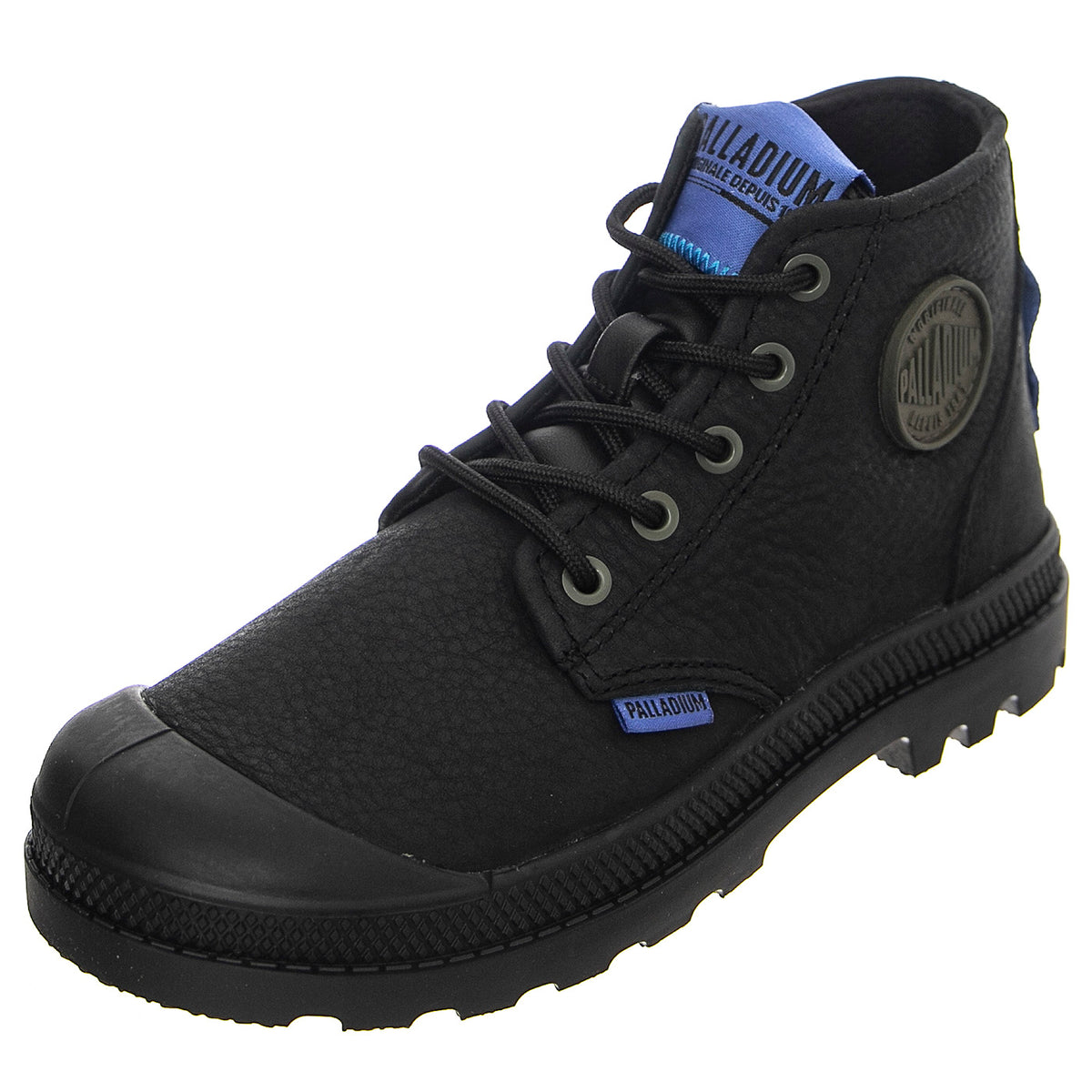 Pampa Supply  Lth Black / Black - Scarpe Stringate Profilo Alto Bambino Nere PAK58366-001-M . PALLADIUM 