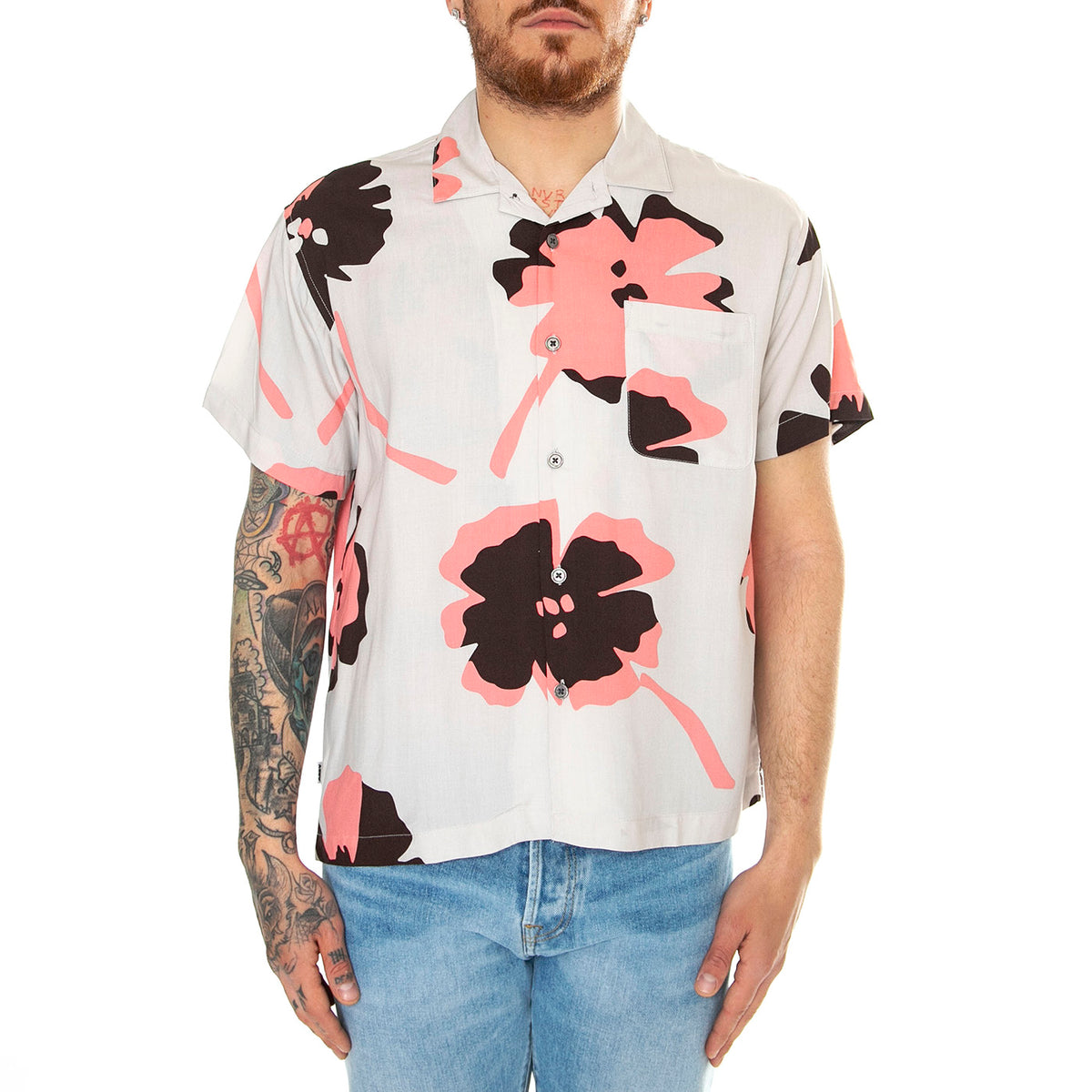 Paper Cuts Woven S/S Nimbus Cloud Multi - Camicia Maniche Corte Uomo Multicolore 181210415-NBC . OBEY 