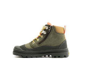Pampa Hi Cuff Hkr Wp Olive Night - Scarpe Stringate Profilo Alto Bambini Verdi PAK58891-325-M . PALLADIUM 
