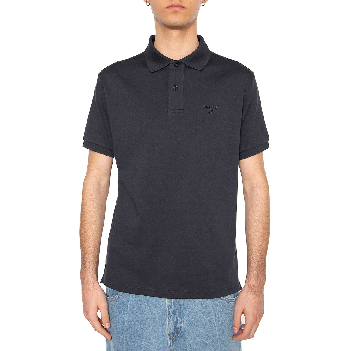 Hylton Interlock Polo Shirt Navy - Polo Uomo Blu MML1445-NAVY . BARBOUR 