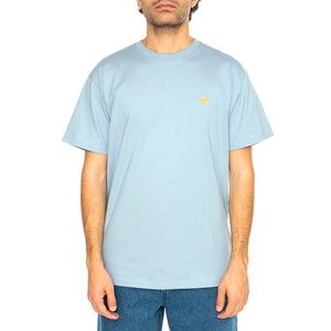 S/S Chase T-Shirt Frosted Blue / Gold - Maglietta Girocollo Uomo Blu I026391.2MYXX . CARHARTT WIP 
