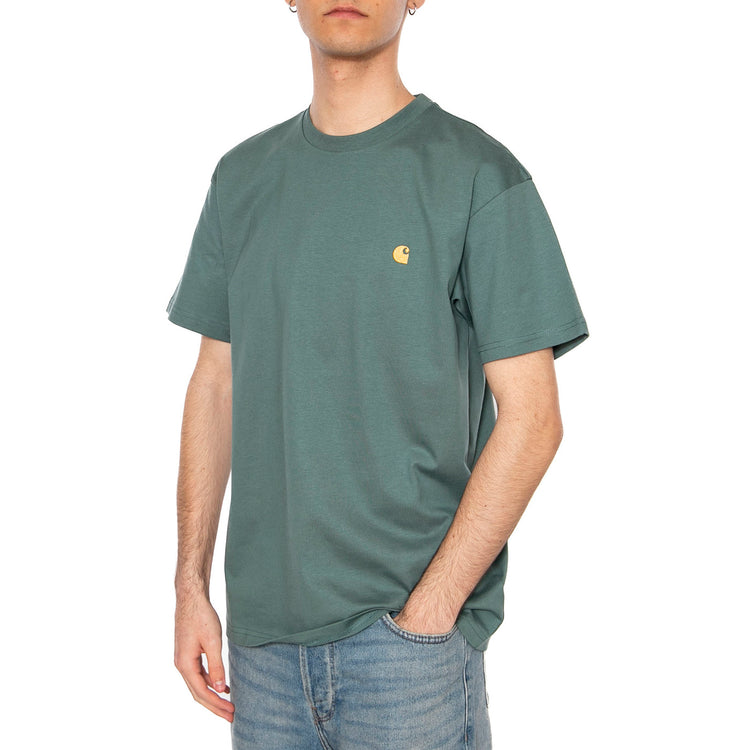 S/S Chase T-Shirt Silver Pine / Gold - Maglietta Girocollo Uomo Verde I026391.2N0XX . CARHARTT WIP 