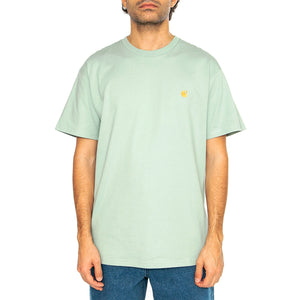 S/S Chase T-Shirt Frosted Green / Gold - Maglietta Girocollo Uomo Verde I026391.2O2XX . CARHARTT WIP 