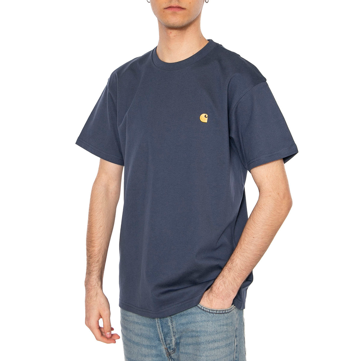 S/S Chase T-Shirt Dusky Blue / Gold - Maglietta Girocollo Uomo Blu I026391.2Q8XX . CARHARTT WIP 
