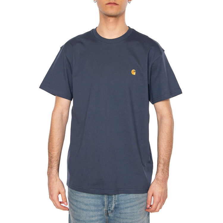S/S Chase T-Shirt Dusky Blue / Gold - Maglietta Girocollo Uomo Blu I026391.2Q8XX . CARHARTT WIP 