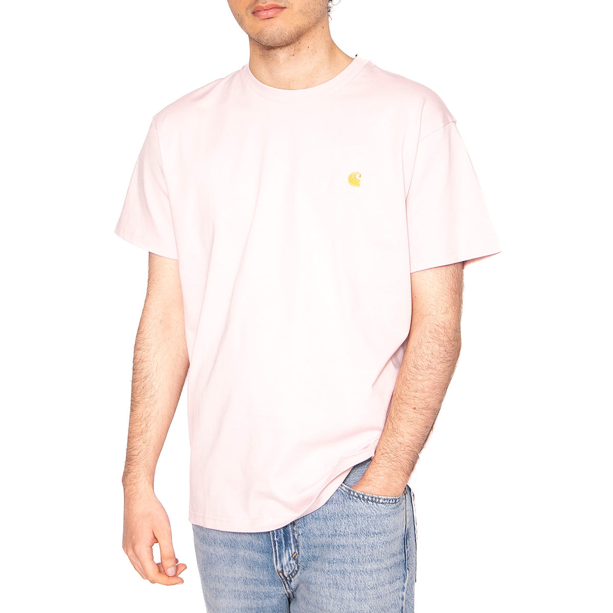 S/S Chase T-Shirt Air Pink / Gold - Maglietta Girocollo Uomo Rosa I026391.2VAXX . CARHARTT WIP 