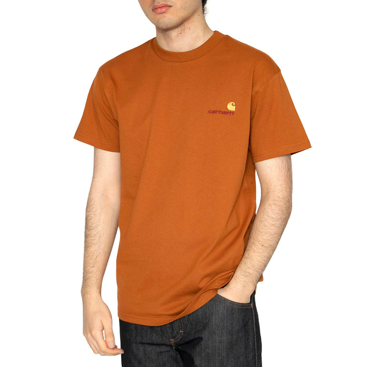S/S American Script T-Shirt Sienna - Maglietta Girocollo Uomo Arancione I029956.2LWXX . CARHARTT WIP 