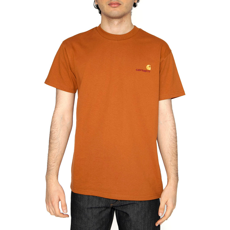 S/S American Script T-Shirt Sienna - Maglietta Girocollo Uomo Arancione I029956.2LWXX . CARHARTT WIP 