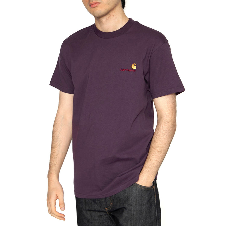 S/S American Script T-Shirt Huckleberry - Maglietta Girocollo Uomo Viola I029956.HUXX . CARHARTT WIP 