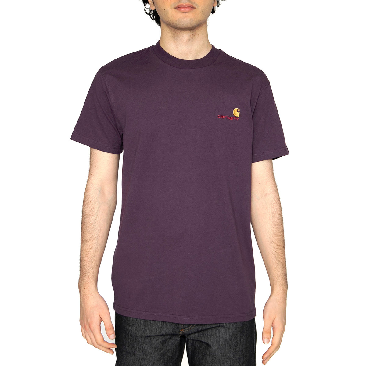 S/S American Script T-Shirt Huckleberry - Maglietta Girocollo Uomo Viola I029956.HUXX . CARHARTT WIP 