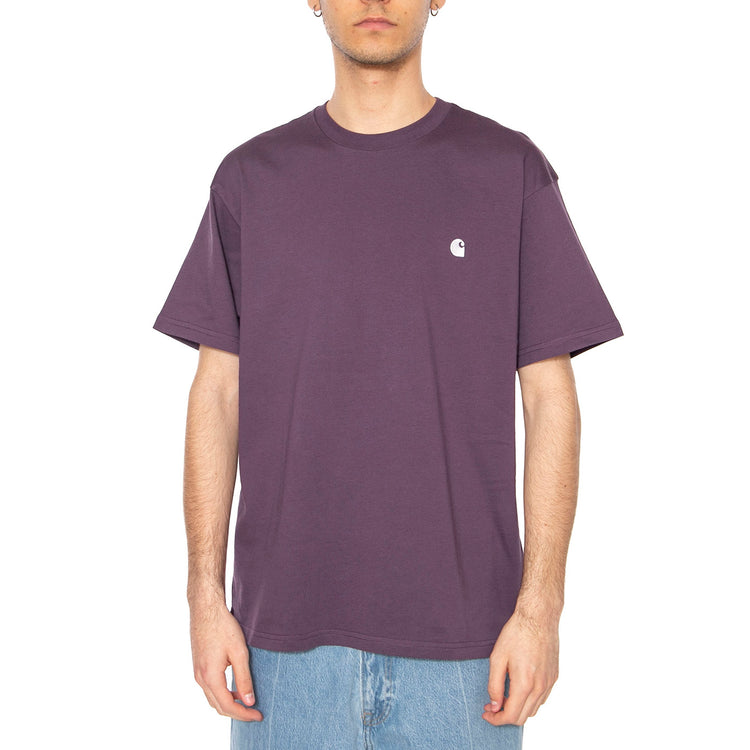S/S Madison T-Shirt Huckleberry / White - Maglietta Girocollo Uomo Viola I033000.2RPXX . CARHARTT WIP 