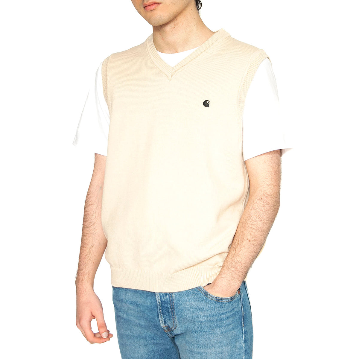 Madison Vest Sweater Fleur De Sel / Black - Gilet Uomo Beige I033036.2NQXX . CARHARTT WIP 