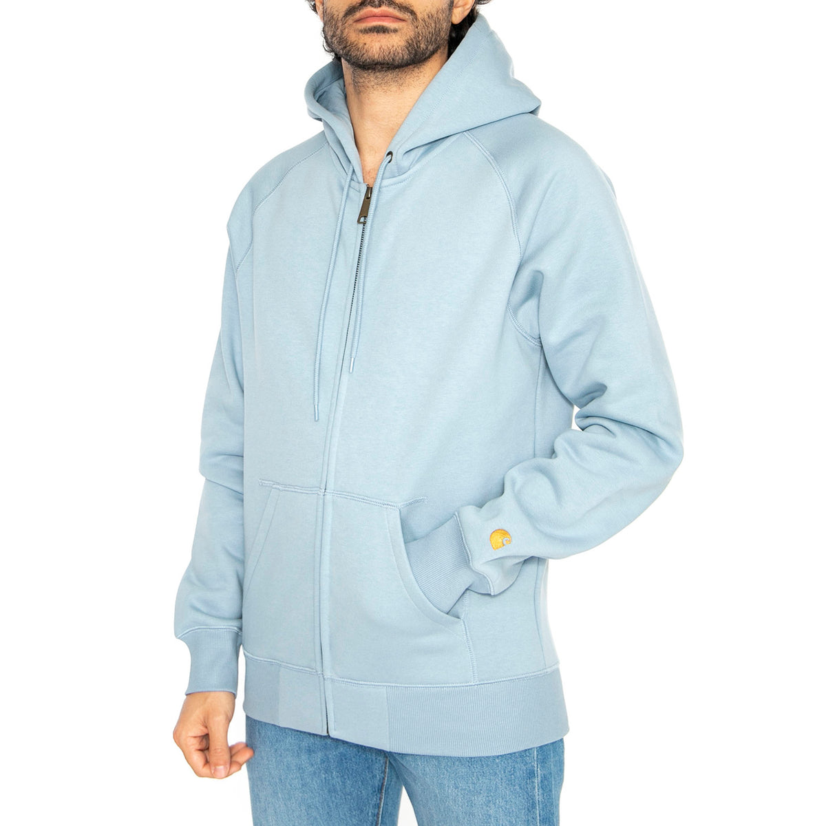 Hooded Chase Jacket Frosted Blue / Gold - Felpa con Cappuccio Uomo Blu I033664.2MYXX . CARHARTT WIP 