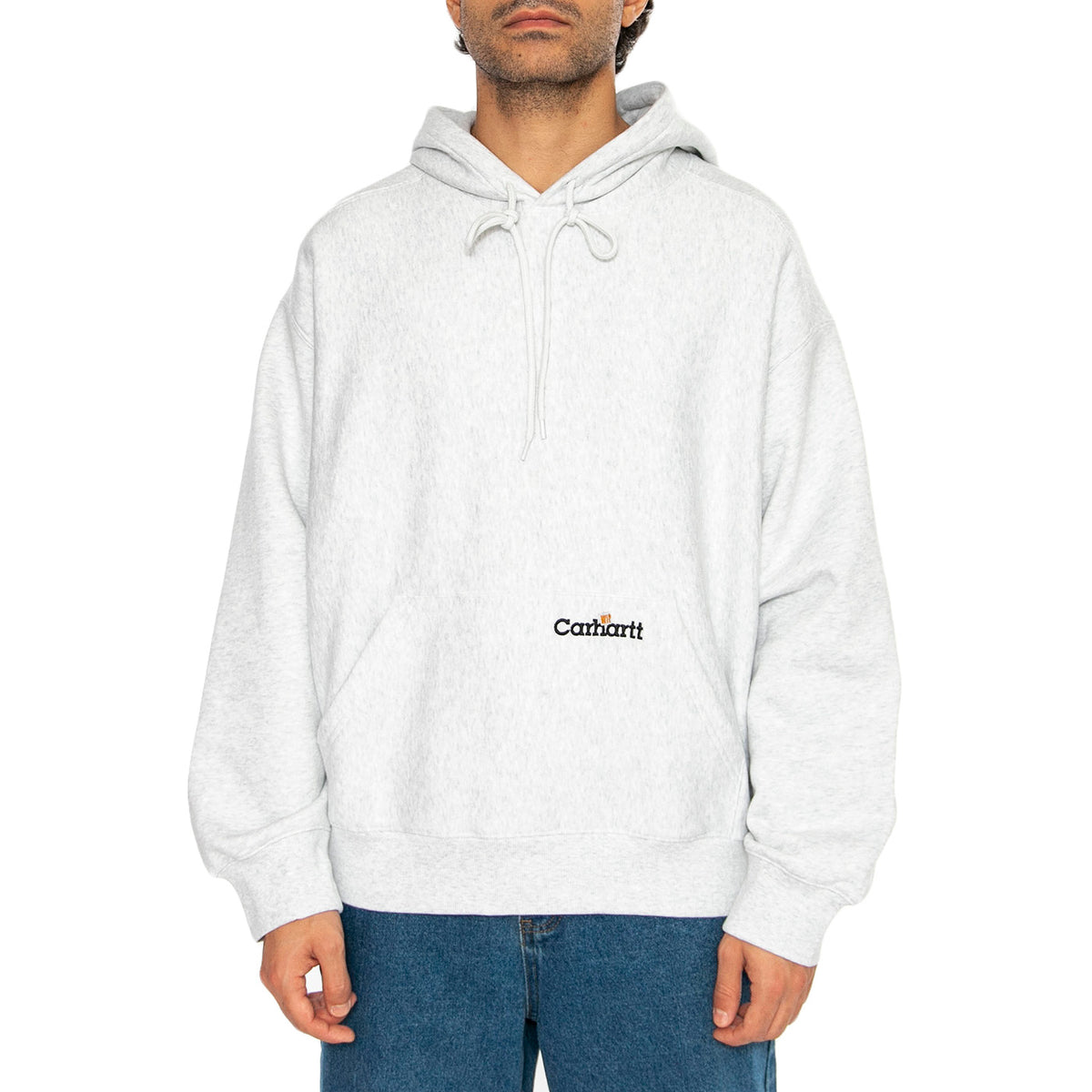 Hooded Label Script Sweat Ash Heather - Felpa con Cappuccio Uomo Grigia I034430.482XX . CARHARTT WIP 