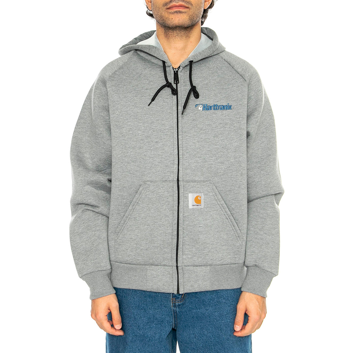 Harttronix Car-Lux Hooded Jack Dark Grey Heather / Grey - Felpa con Cappuccio e Zip Uomo Grigia I034454.2O6XX . CARHARTT WIP 
