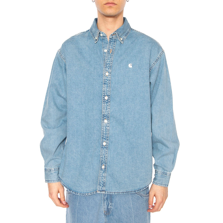 L/S Lucas Shirt Blue - Camicia Denim Jeans Uomo Blu I034525.0135 . CARHARTT WIP 