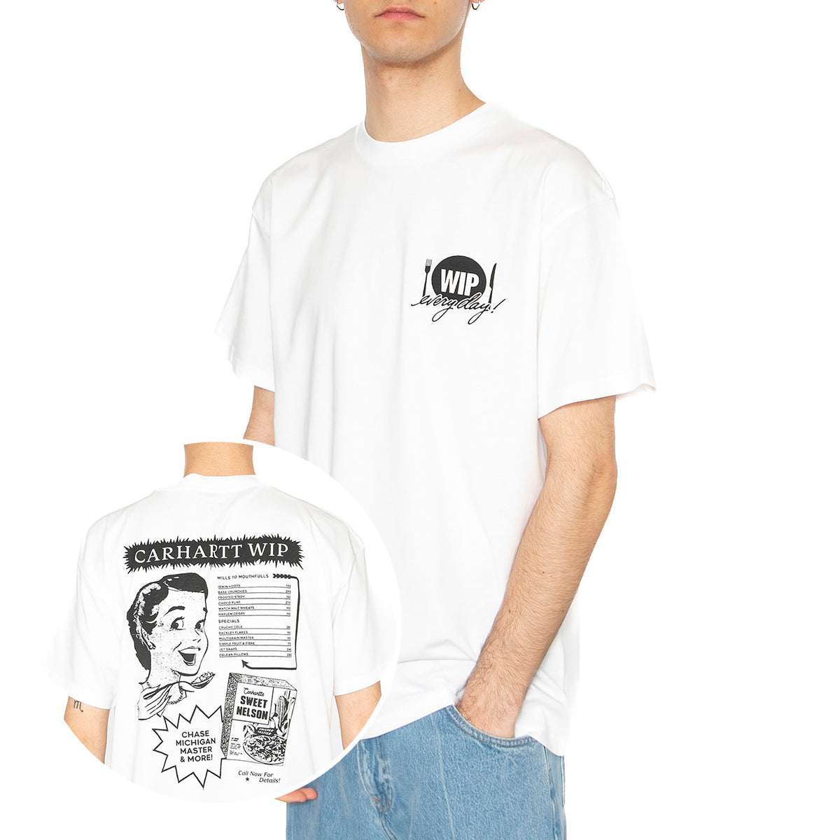 S/S Catalogue T-Shirt White / Black - Maglietta Girocollo Uomo Bianca I034644.00AXX . CARHARTT WIP 