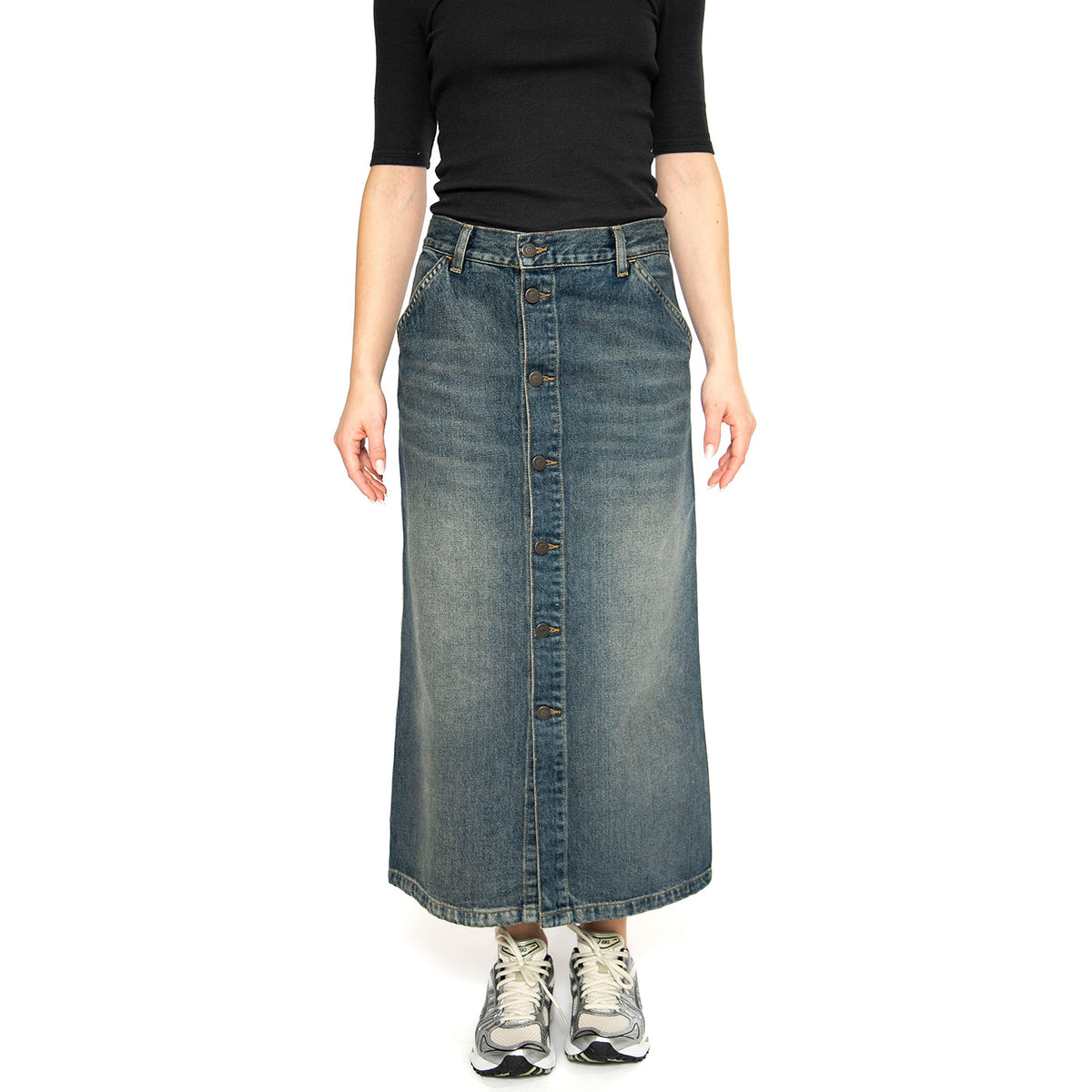 W' Marvin Skirt Blue - Gonna Longuette Denim Jeans Blu I034647.014Q . CARHARTT WIP 