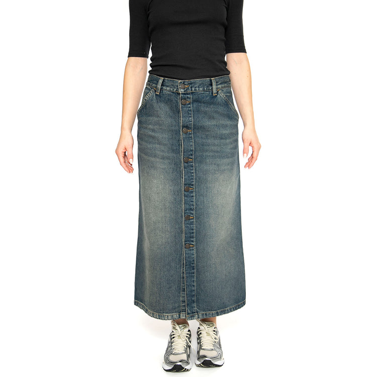 W' Marvin Skirt Blue - Gonna Longuette Denim Jeans Blu I034647.014Q . CARHARTT WIP 