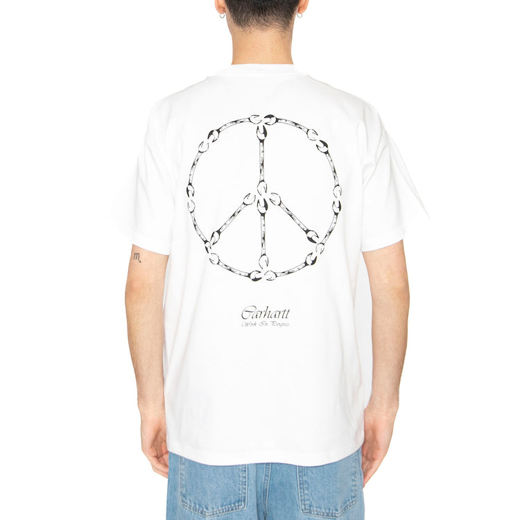 S/S Peace And Work T-Shirt White / Black - Maglietta Girocollo Uomo Bianca I034763.00AXX . CARHARTT WIP 