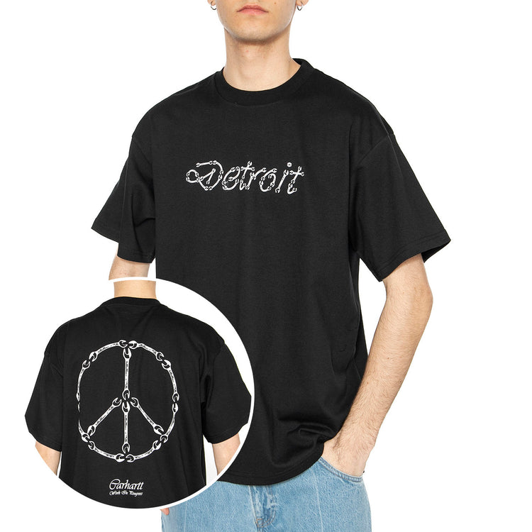 S/S Peace And Work T-Shirt Black / White - Maglietta Girocollo UomoNera I034763.0D2XX . CARHARTT WIP 