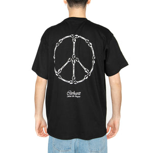 S/S Peace And Work T-Shirt Black / White - Maglietta Girocollo UomoNera I034763.0D2XX . CARHARTT WIP 
