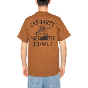 S/S Cabinetry T-Shirt Hamilton Brown / Black - Maglietta Girocollo Uomo Marrone I034779.08WXX . CARHARTT WIP 