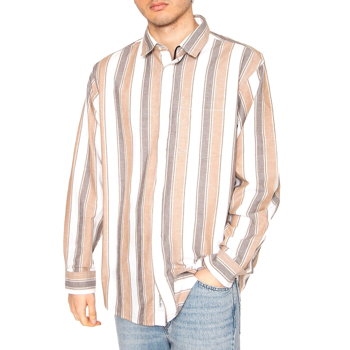 L/S Kendricks Shirt Kendricks Stripe, Liberica - Camicia Uomo Multicolore I034881.2TFXX . CARHARTT WIP 