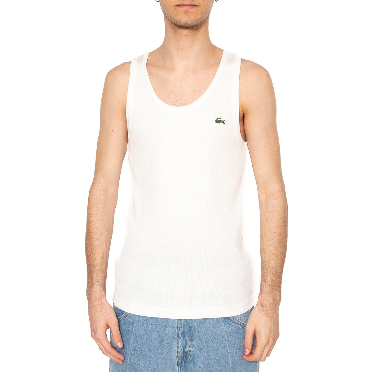 T-Shirt 70V White Tanktop - Canottan Uomo Bianca TH0030-70V . LACOSTE 