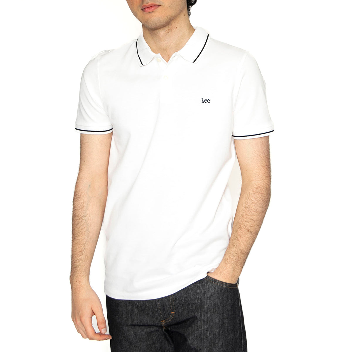 Piquet Polo Bright White - Polo Uomo Bianca 112113712 . LEE 
