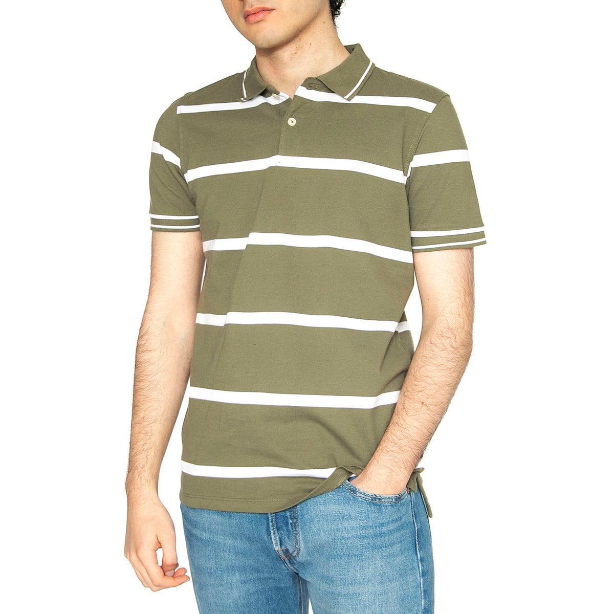 Piquet Polo Mercantile Green Stripe - Polo Uomo Verde 112363858 . LEE 
