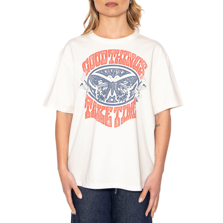 Gr Rabor Tee Good Things Take Time Egret - Maglietta Girocollo Donna Bianca 001MX-0000 . LEVIS 