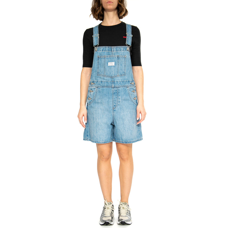 Vintage Shortall Light Indigo Worn In - Salopette Bermuda Denim Jeans Donna Blu 52333-0040 . LEVIS 
