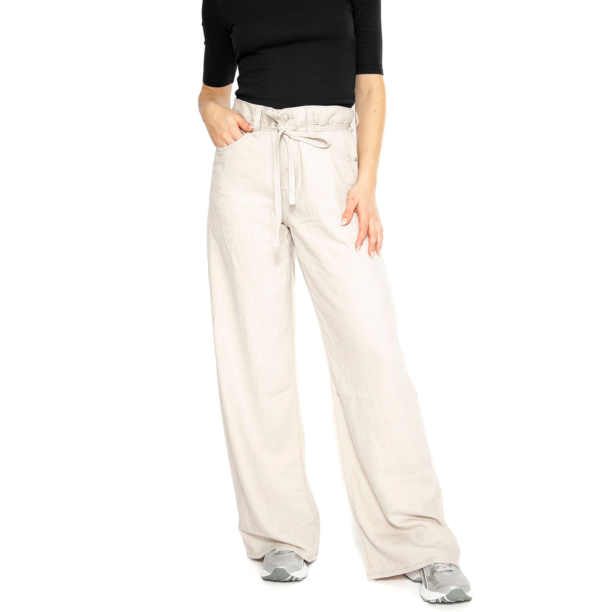 XL Straight Crystal Gray Linen - Pantaloni Donna Beige A8701-0018 . LEVIS 