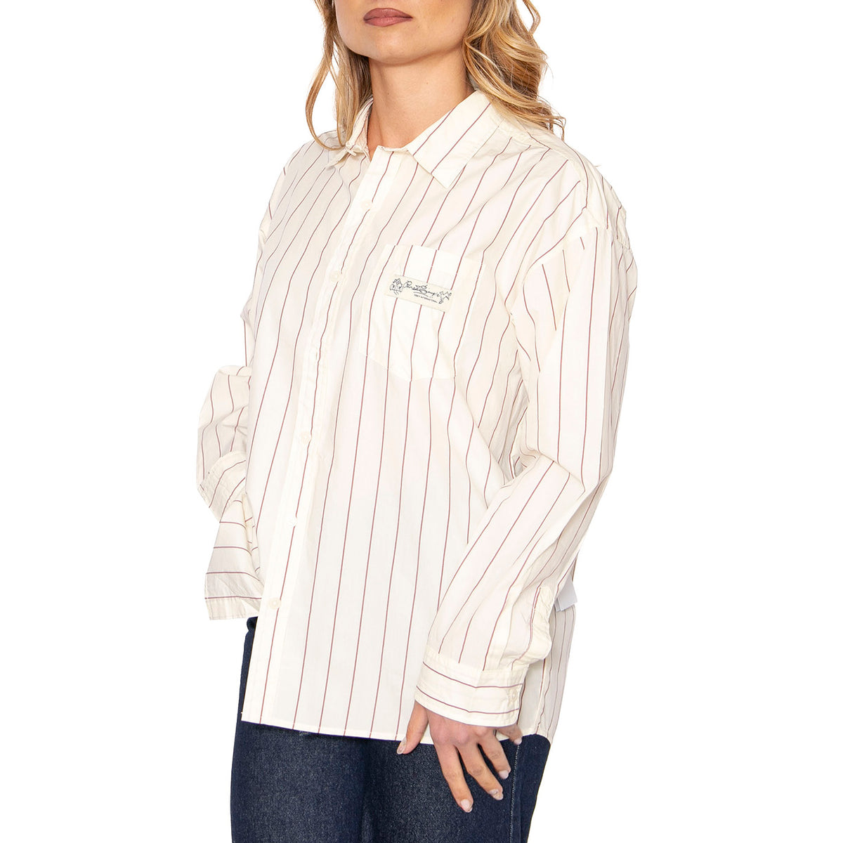 Primavera Stripe Shirt LS Tofu Multi - Camicia Donna Bianca 281200137-TFU . OBEY 