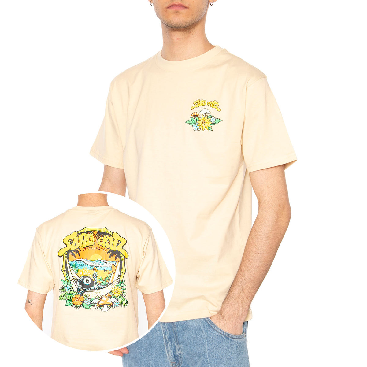 Winkowski 8Baller Trip T-Shirt Blond Wood - Maglietta Girocollo Uomo Beige SCA-TEE-12130 . SANTA CRUZ 
