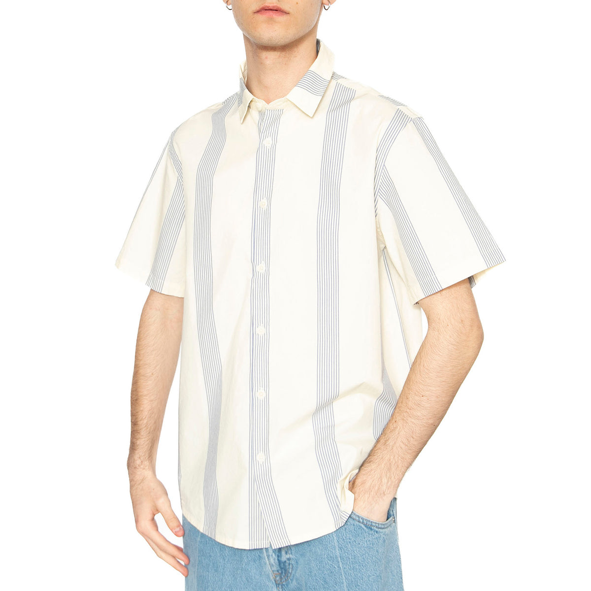 Persian Stripes Tom Shirt Ecru - Camicia Maniche Corte Uomo Multicolore MSH00212-ECRU . THINKING MU 