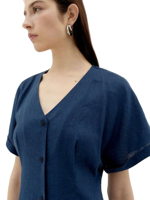 LAURA HEMP DRESS NAVY - Abito Donna Blu WDR00276 . THINKING MU 
