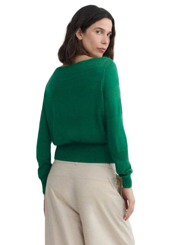 BE SEMI TRANSPARENT KNITTED GREEN - Maglia Donna Verde WKN00220 . THINKING MU 