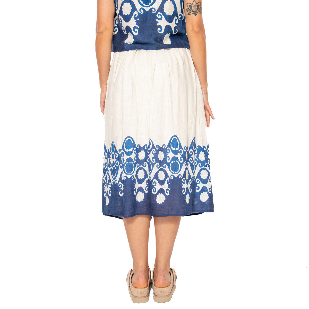 Falda midi estampado Goa - Gonna Bianca / Blu 51W/44200 . WILD PONY 