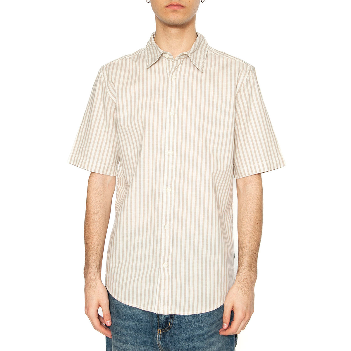 SS Shirt Tan Stripe - Camicia Maniche Corte Uomo Multicolore 112362759 . WRANGLER 