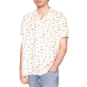 Sabros Aloha Shirt White - Camicia Maniche Corte Uomo Bianca / Multi 1963-WHITE . BRAVA FABRICS 