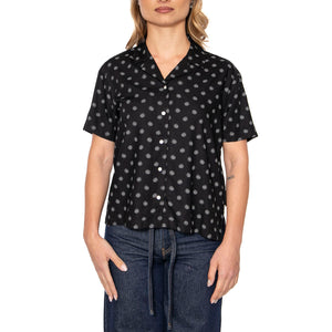 Bunker Daist Dot S/S Woven Black - Camicia Maniche Corte Donna Nera 01289-BLACK . BRIXTON 