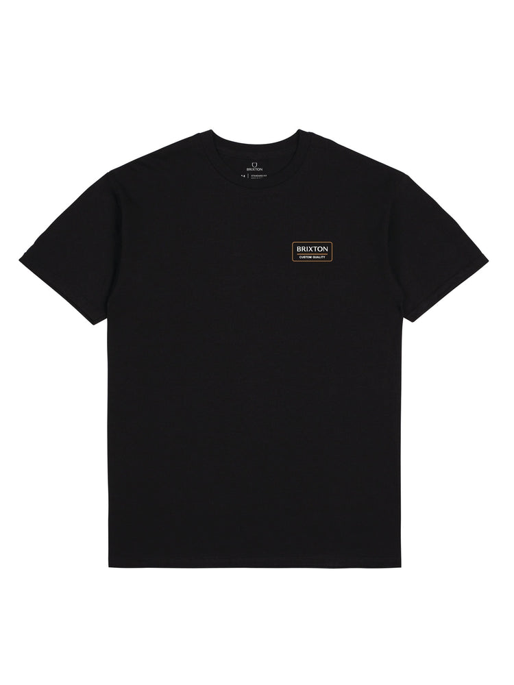 PALMER PROPER S/S STT BLACK / BRIGHT GOLD - Maglietta Girocollo Uomo Nera 16616-BLKBG . BRIXTON 