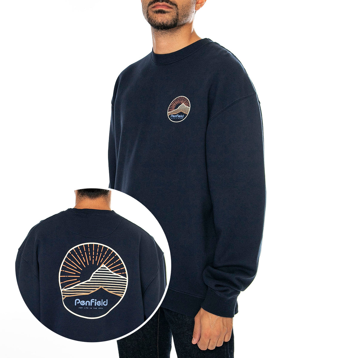 Circle Mountain LB Sweatshirt Navy Balzer - Felpa Girocollo Uomo Blu PFD0498-203 . PENFIELD 