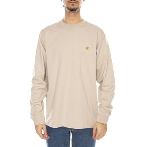 L/S Chase T-Shirt Fleur De Sel / Gold - Maglietta Girocollo Maniche Lunghe Uomo Beige I026392.38AXX  CARHARTT WIP 