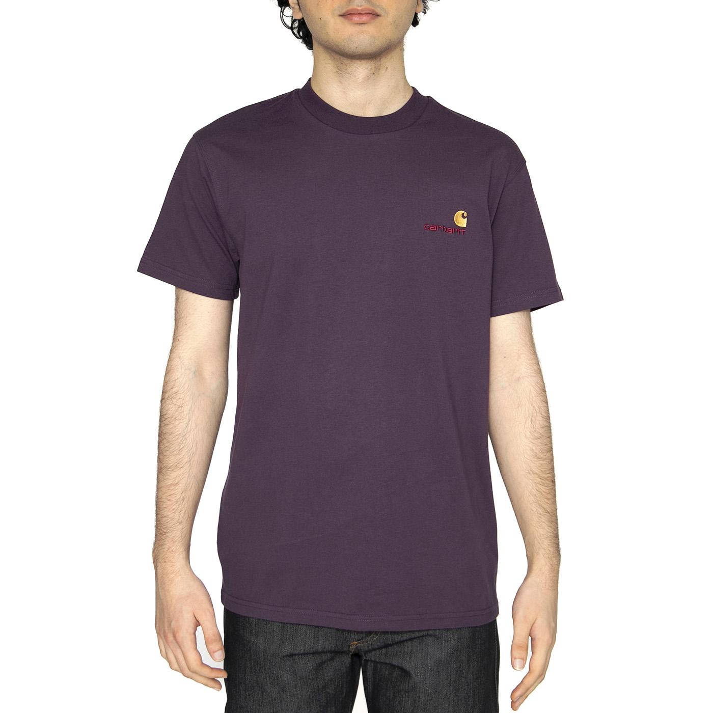 S/S American Script T-Shirt Huckleberry - Maglietta Girocollo Uomo Viola I029956.HUXX  CARHARTT WIP 
