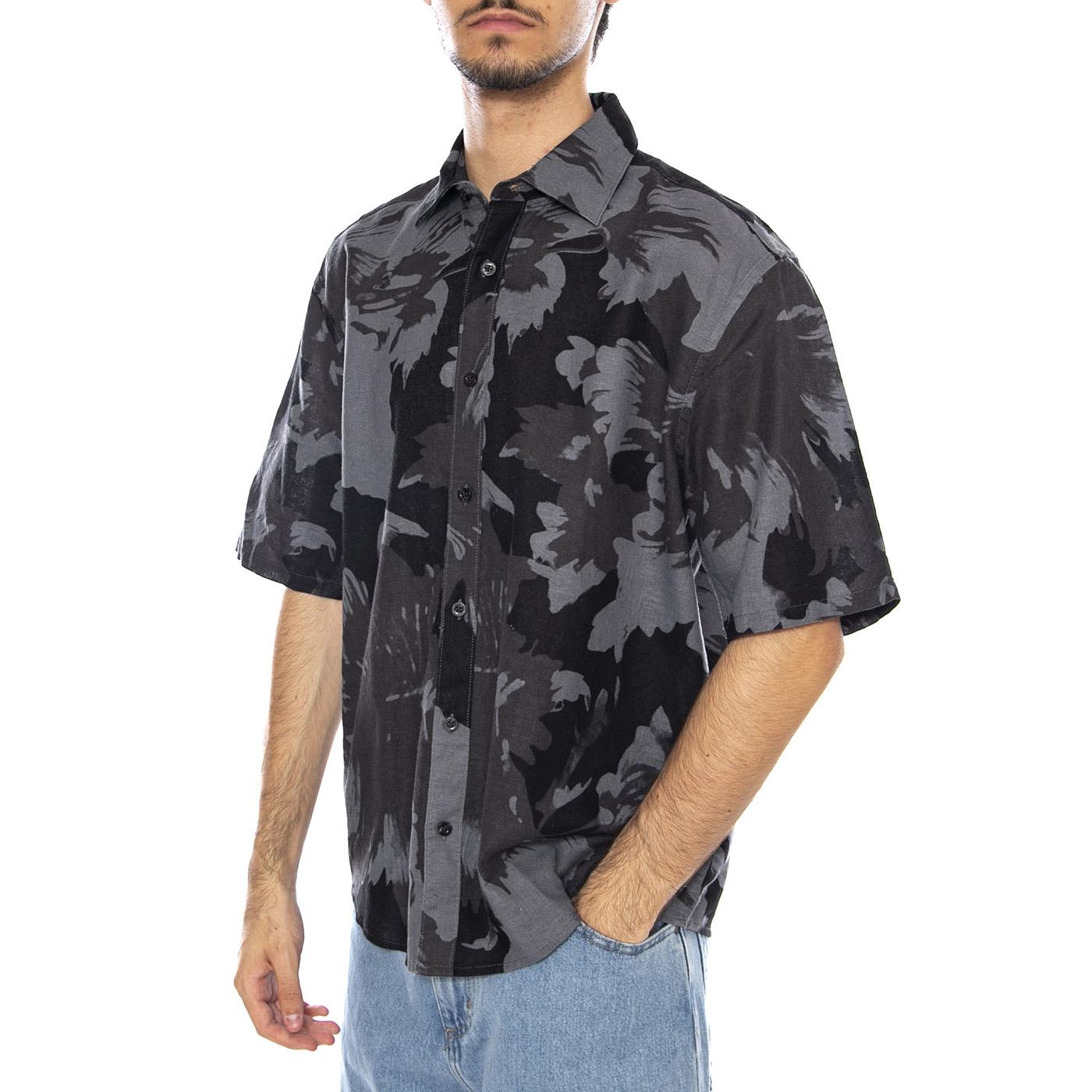 Onscaiden Life SS Relax AOP Linen Shirt Black - Camicia Maniche Corte Uomo Multicolore 22032123-CA . ONLY & SONS 