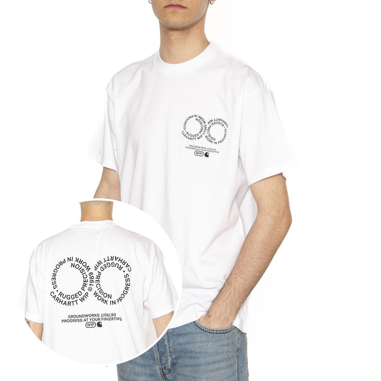 S/S Rotation T-Shirt White / Black - Maglietta Girocollo Uomo Bianca I034772.00AXX  CARHARTT WIP 