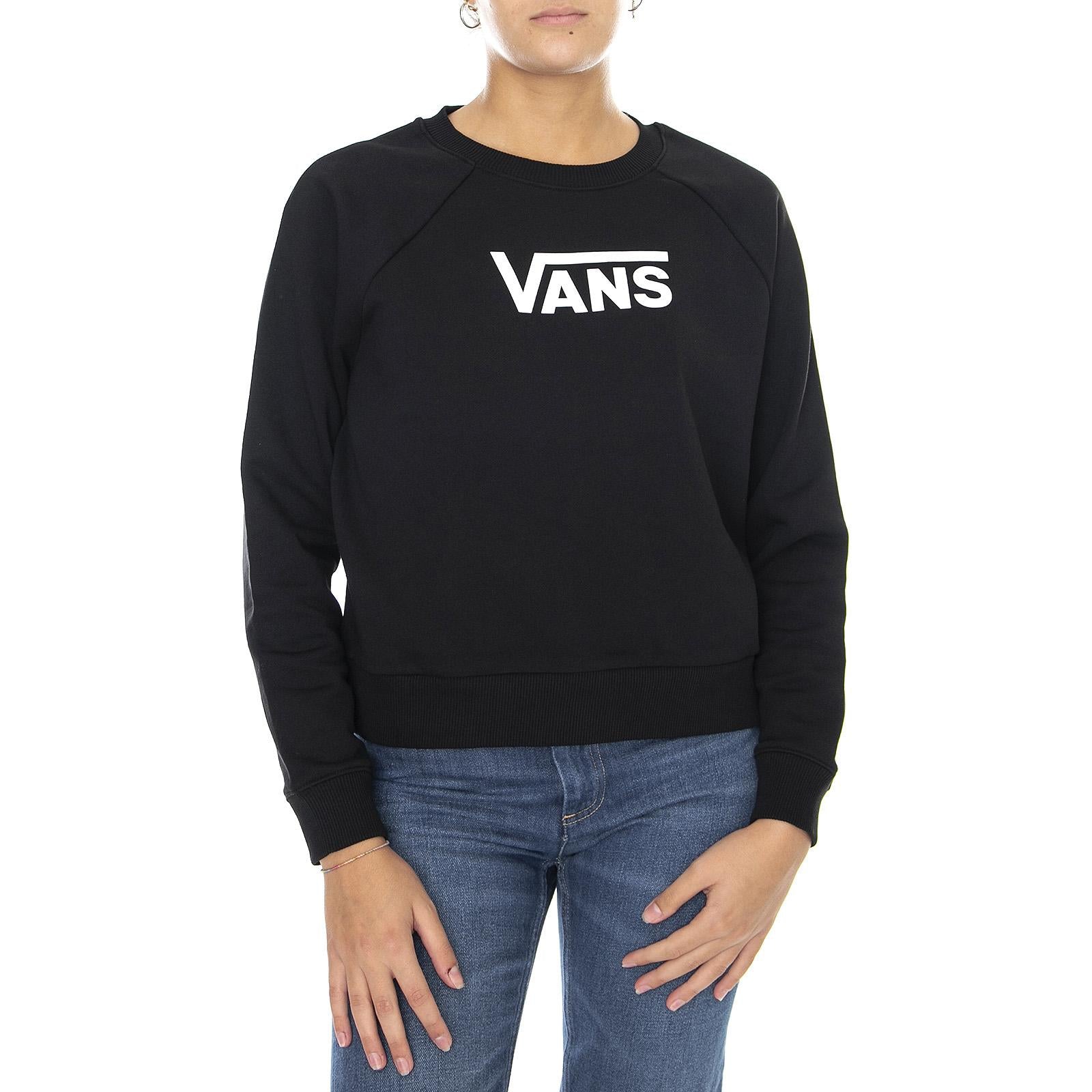 Flying V Boxy - Felpa Girocollo Donna Nera VN0A47THBLK1  VANS 